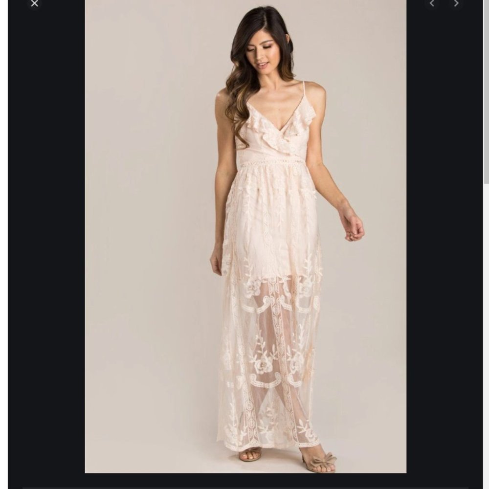 Aubrey Blush Lace Maxi Dress